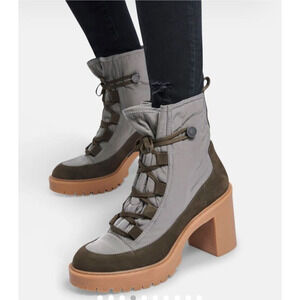 NEW Dolce Vita Celida Heeled Bootie Olive Green Boot Leather Womens 7.5 MSRP$160